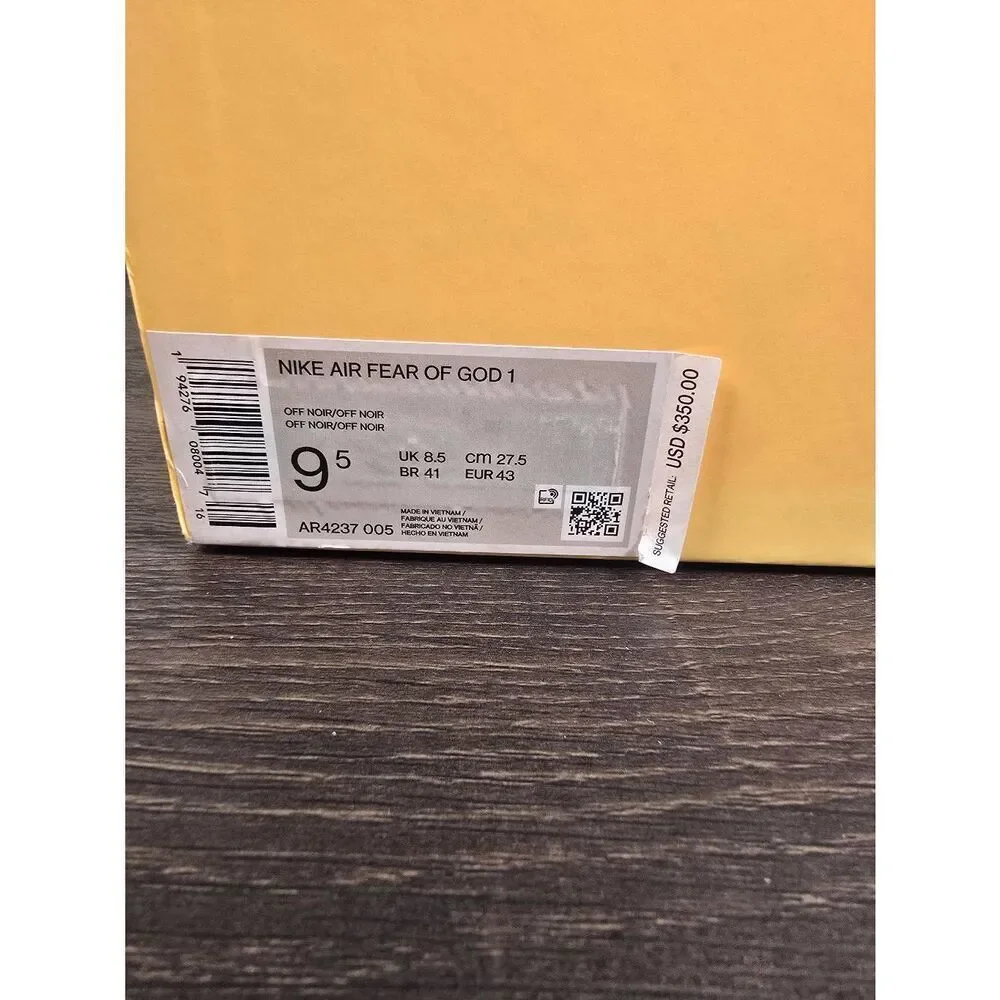 Nike Air Fear of God 1 Triple Black 2020 Men's Shoes Size 9.5